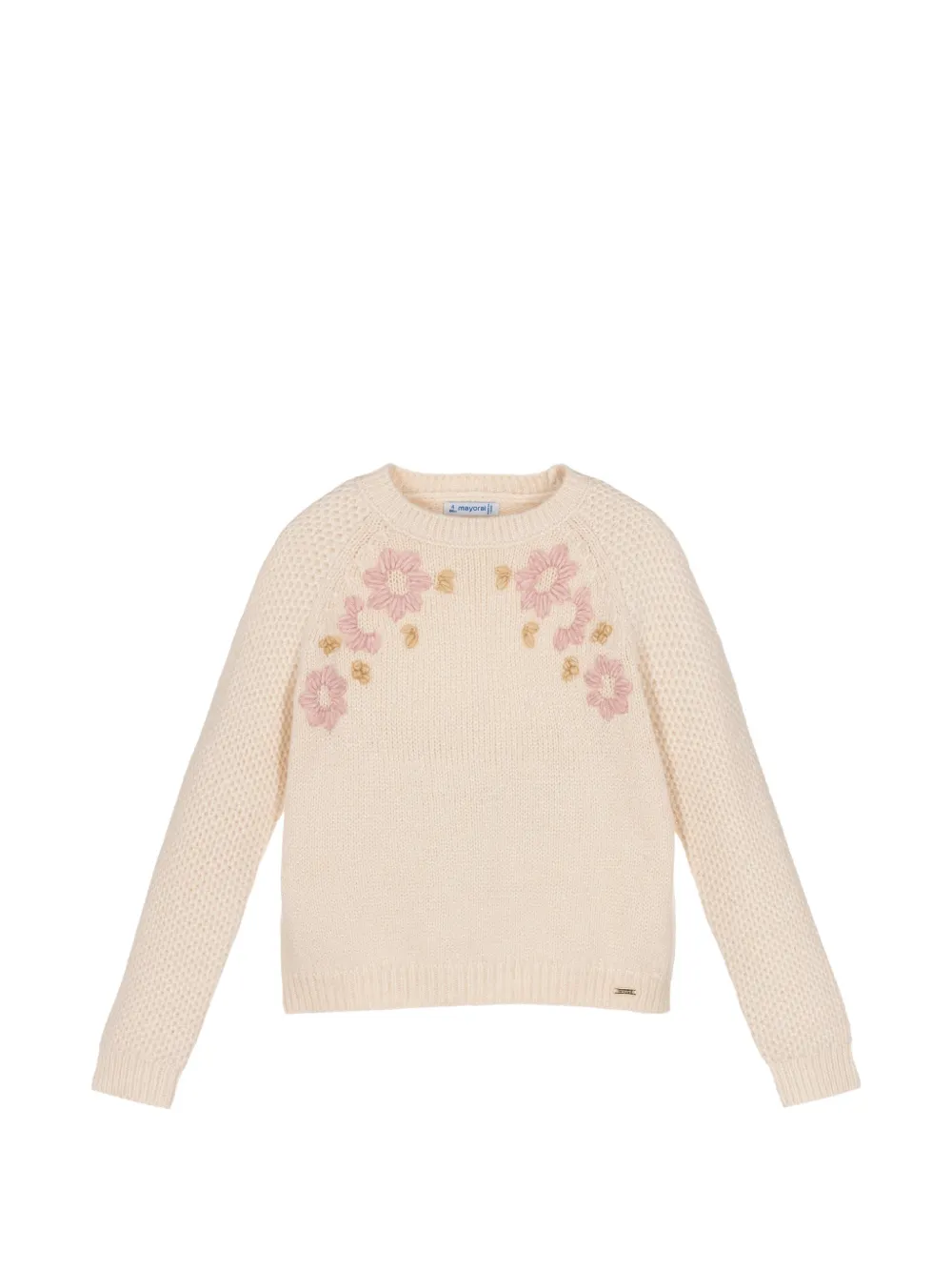 Mayoral floral-embroidered raglan-sleeve sweater - Toni neutri