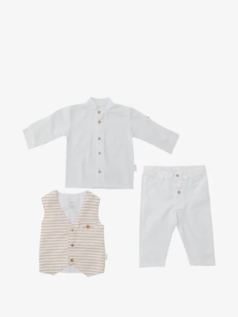 Andywawa Dreiteiliges Outfit mit gestreiftem Westendetail