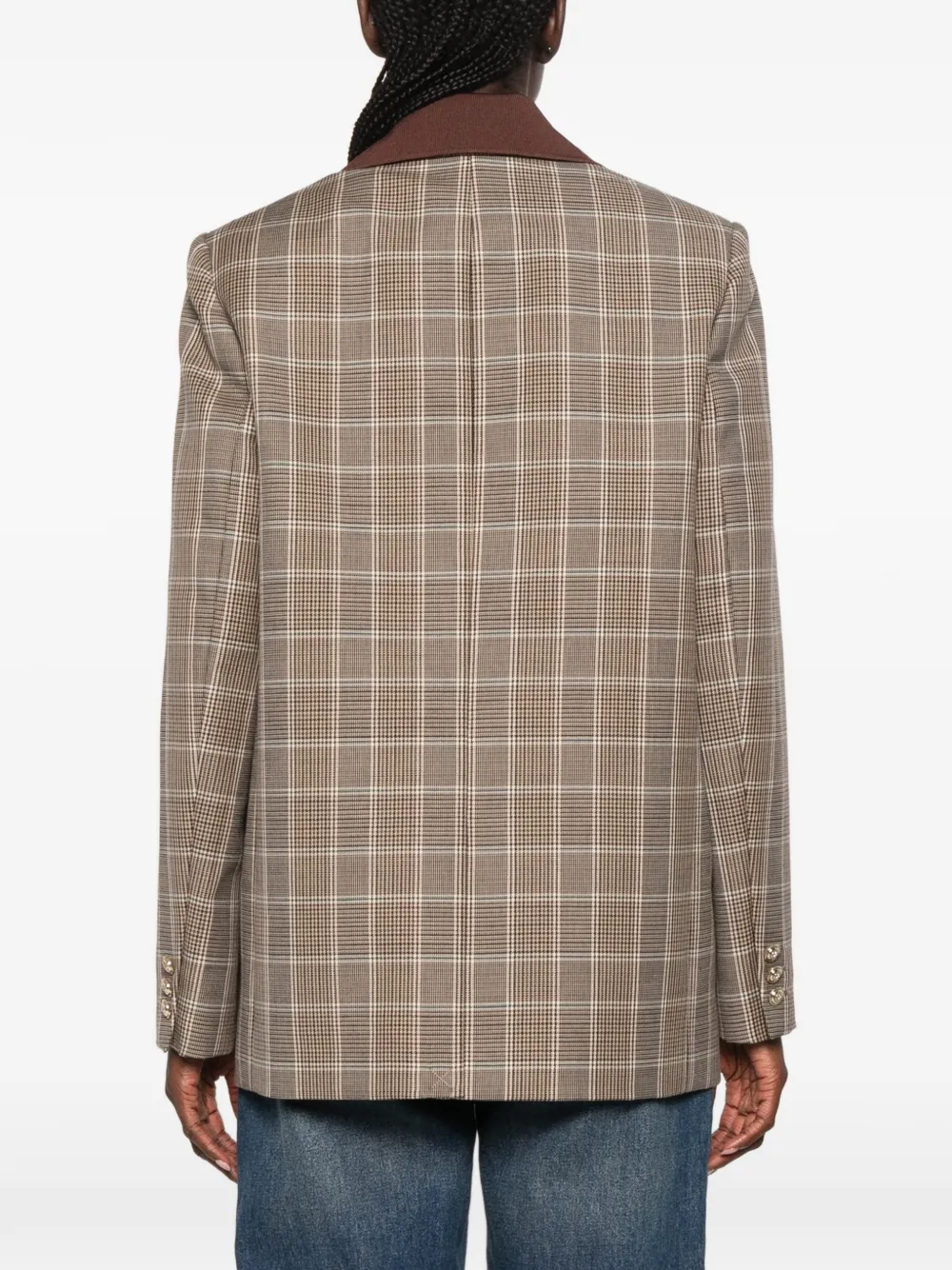 Maje Geruite blazer met afneembare kraag Bruin