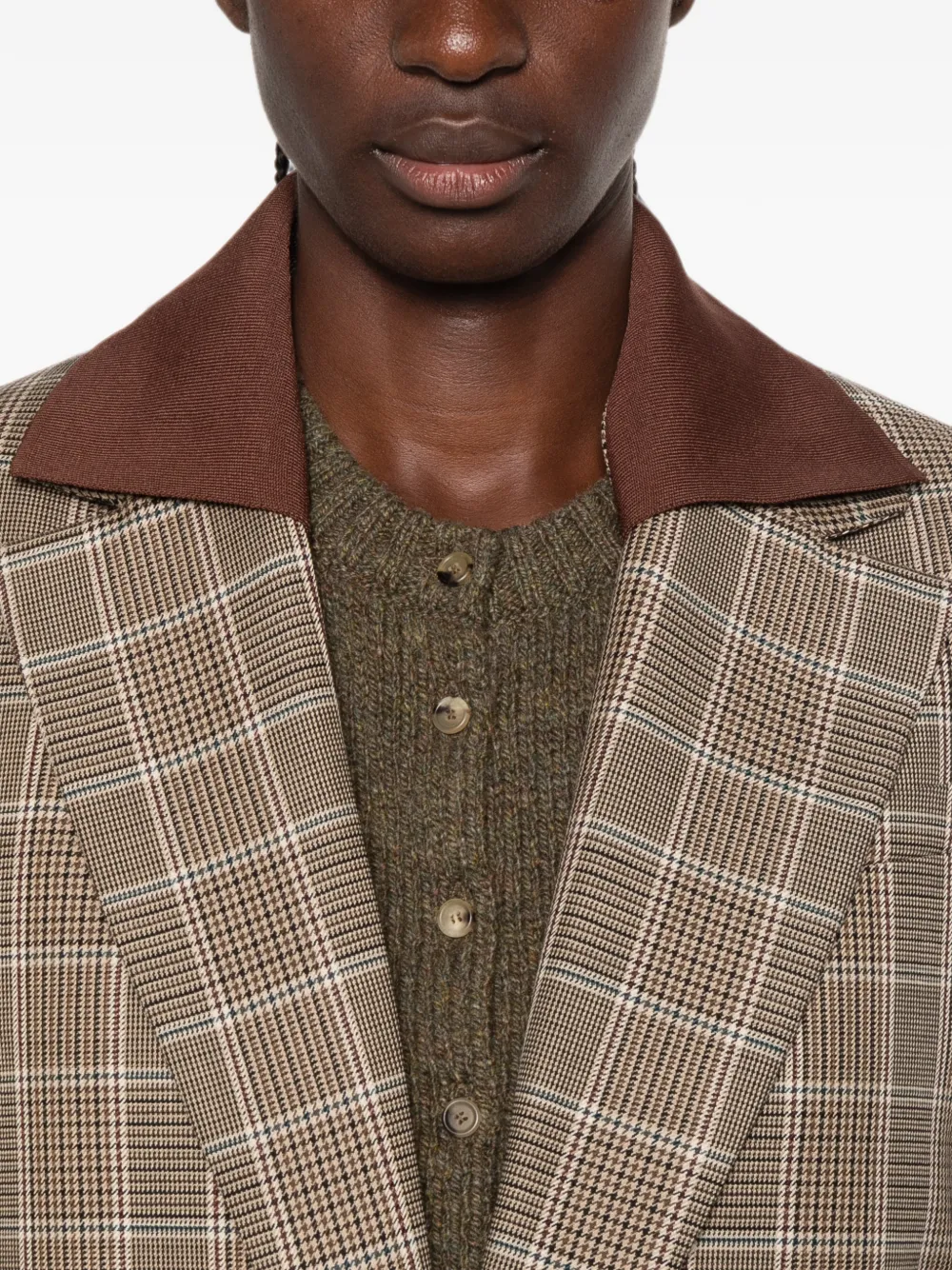 Maje Geruite blazer met afneembare kraag Bruin