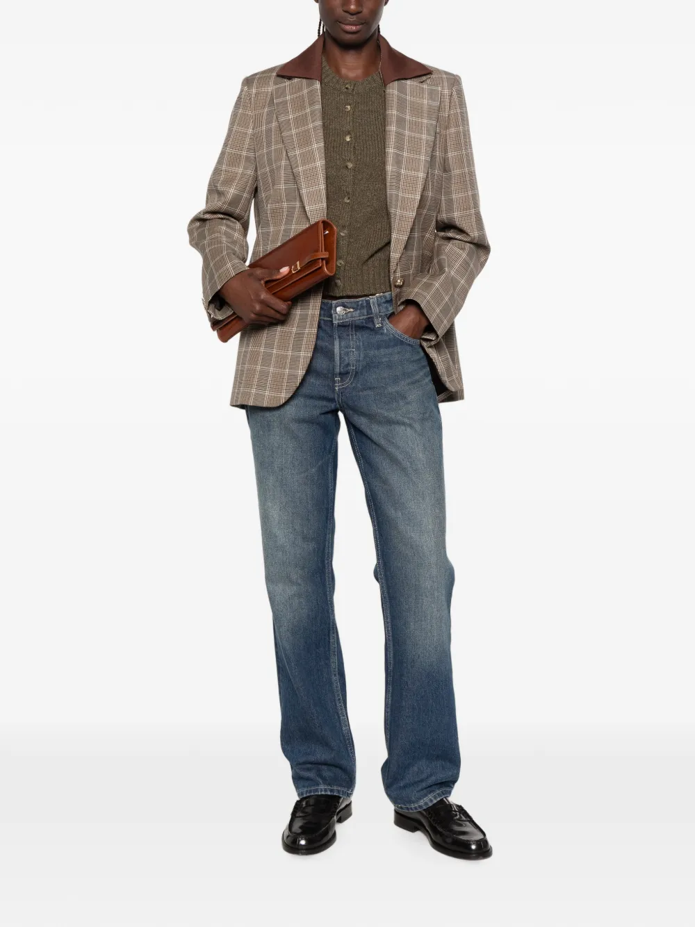 Maje Geruite blazer met afneembare kraag Bruin