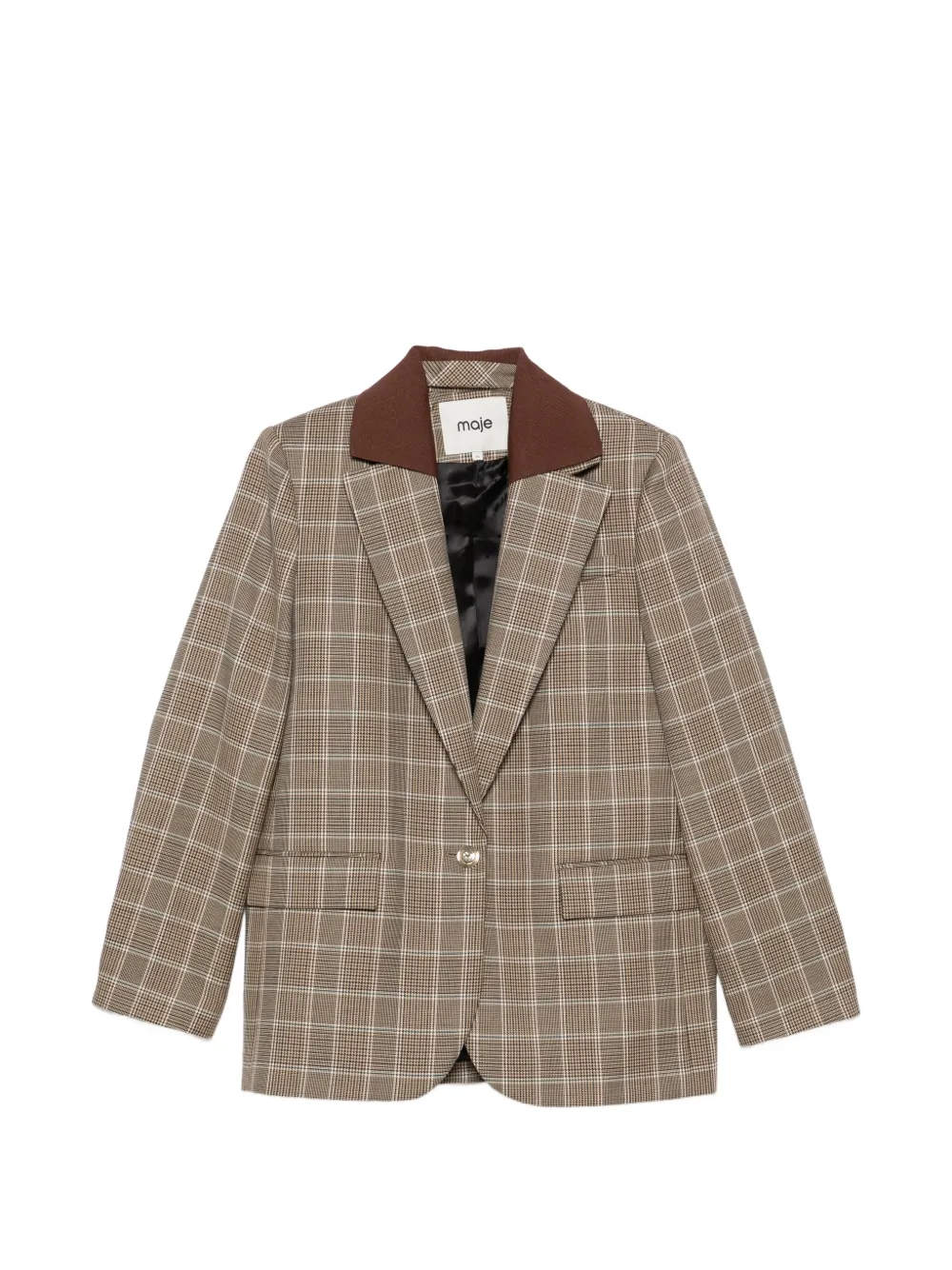 Maje checked removable-collar blazer - Braun