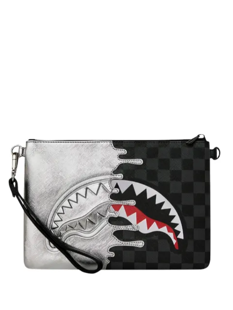 Sprayground Spectre Crossover mouth-print checkered clutch bag