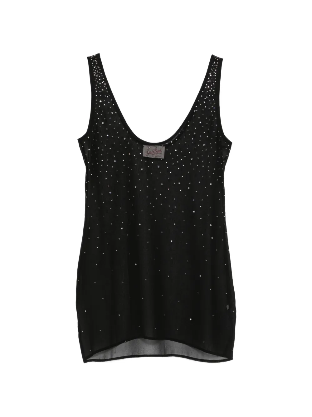 MC2 Saint Barth short Raya cover-up in black with degradé-effect rhinestones dress Zwart
