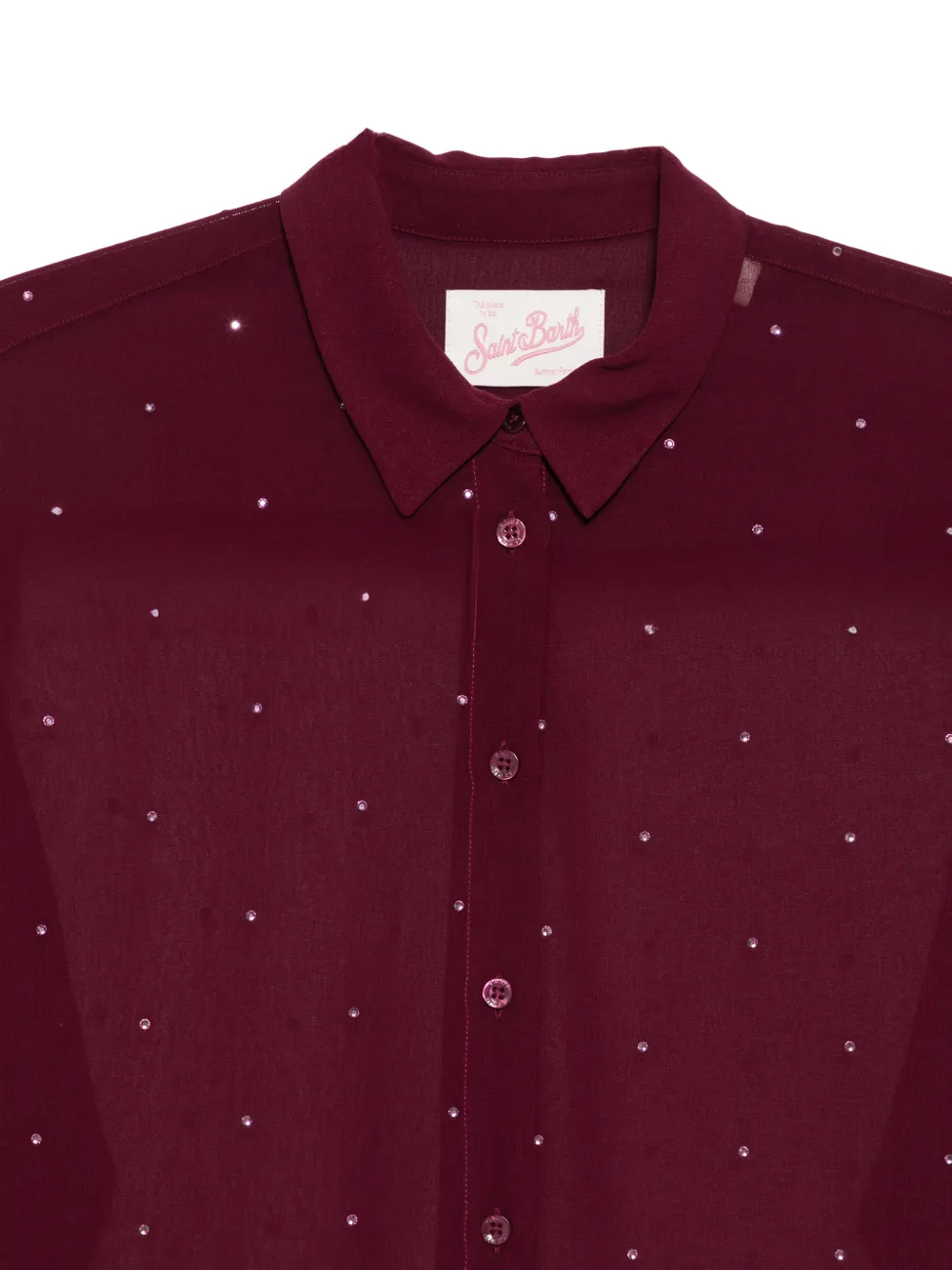 MC2 Saint Barth Brifitti semi-doorzichtige blouse met stras Rood