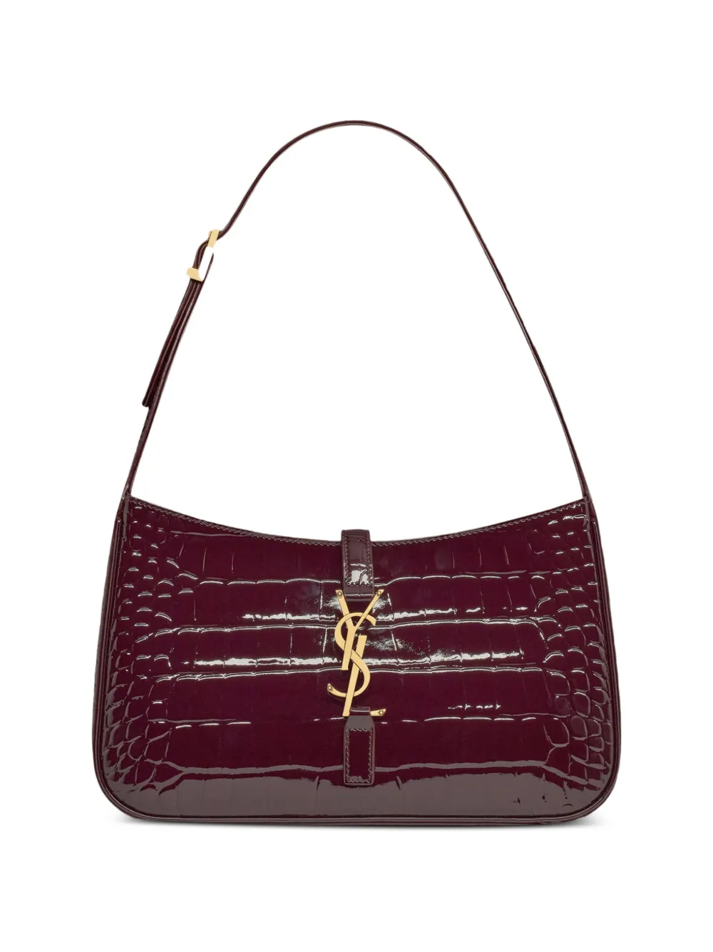 Saint Laurent Le 5 à 7 in crocodile-embossed patent leather shoulder bag