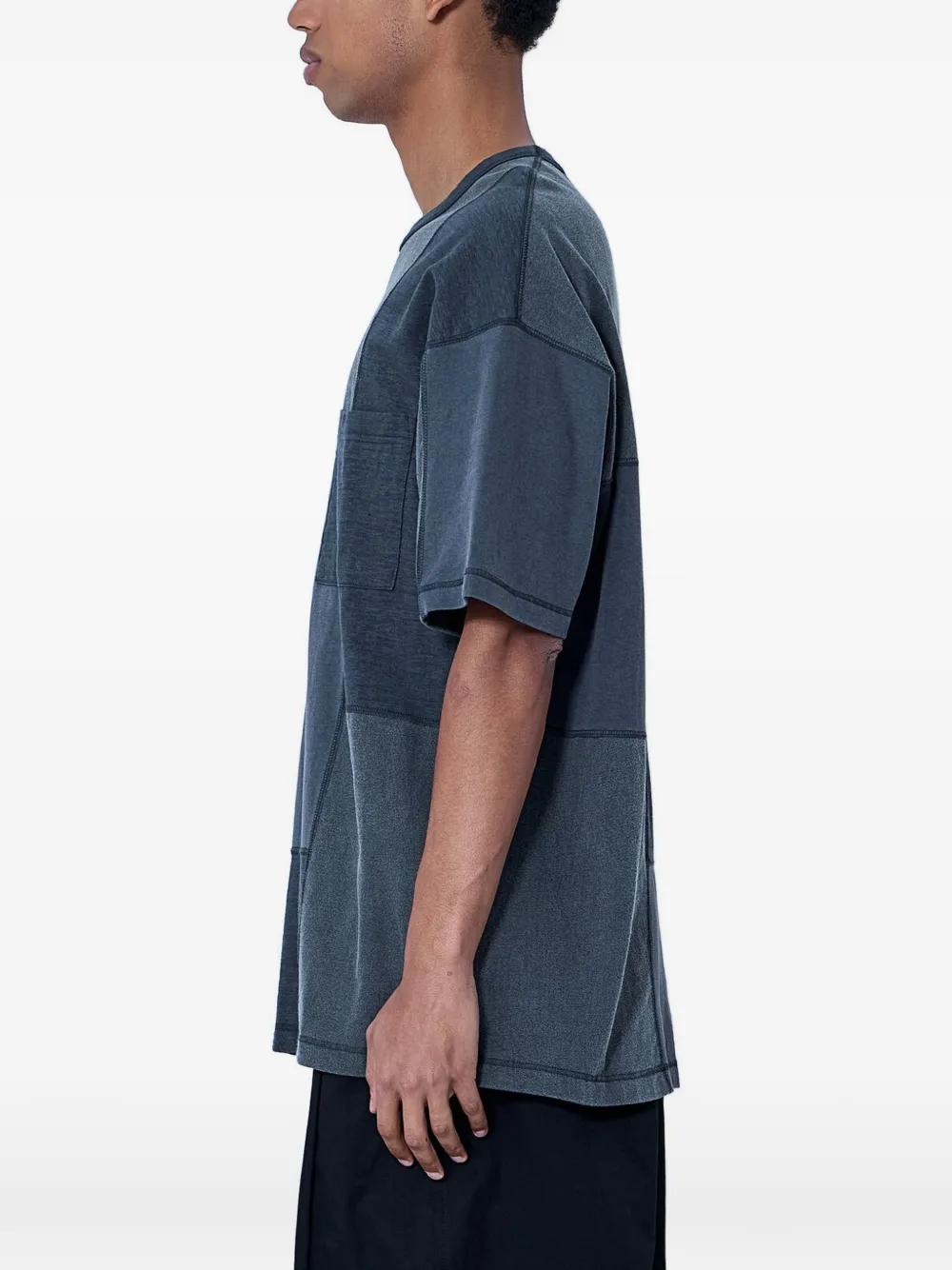Comme des Garçons Homme T-shirt met borstzak en patchwork Grijs