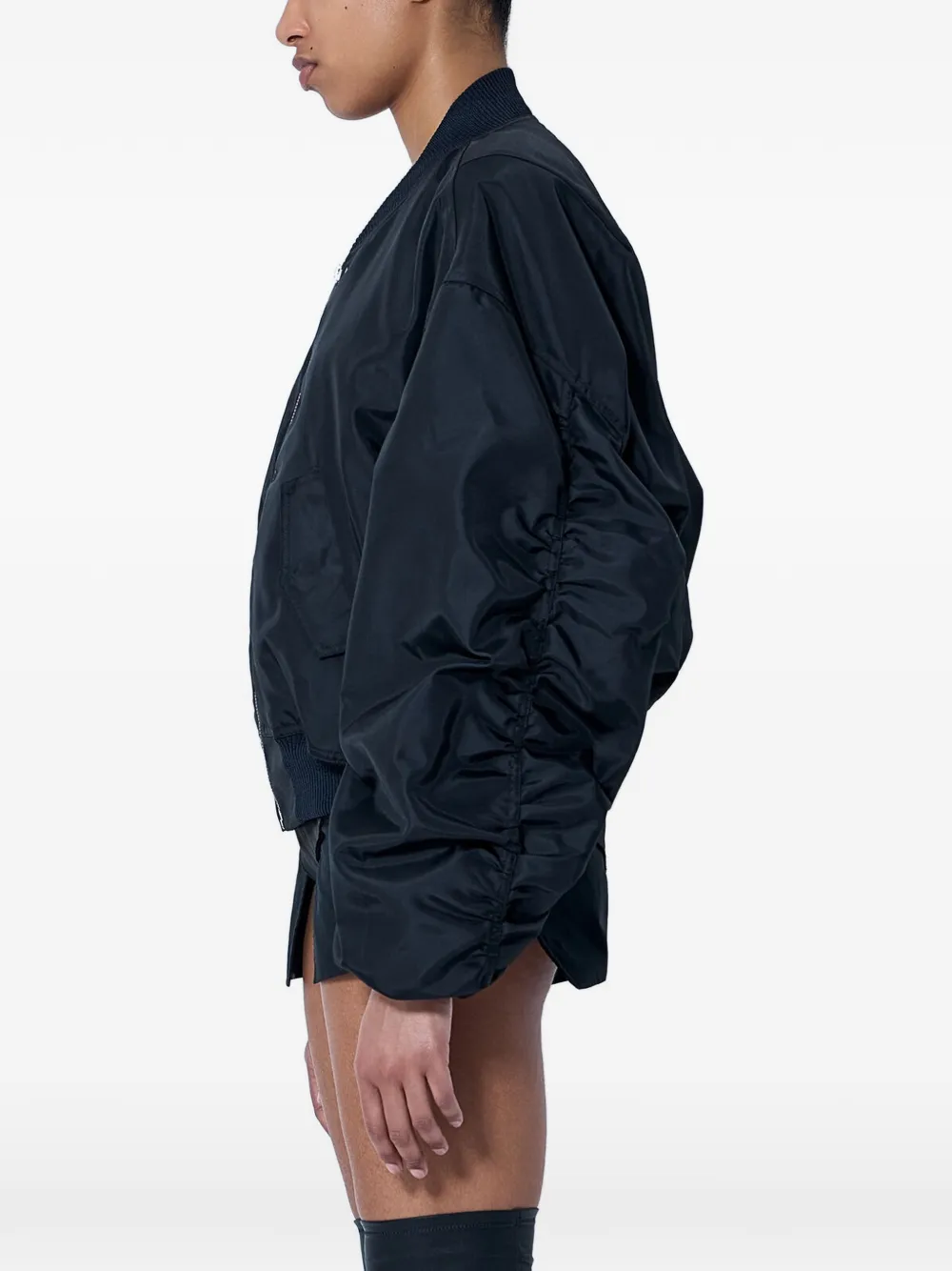 Rick Owens Jumbo Flight oversized bomberjack met ruchemouwen Zwart