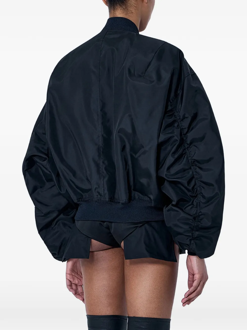 Rick Owens Jumbo Flight oversized bomberjack met ruchemouwen Zwart