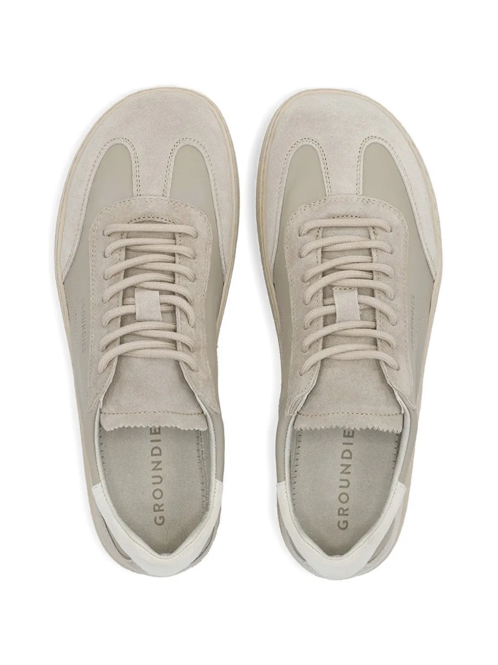 GROUNDIES Panama sneakers met suède vlakken en logoprint Grijs