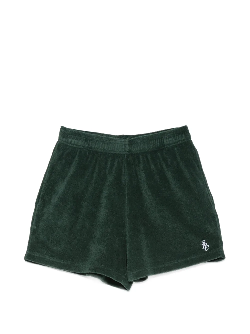 Sporty & Rich SRC logo-embroidered terrycloth shorts - Verde