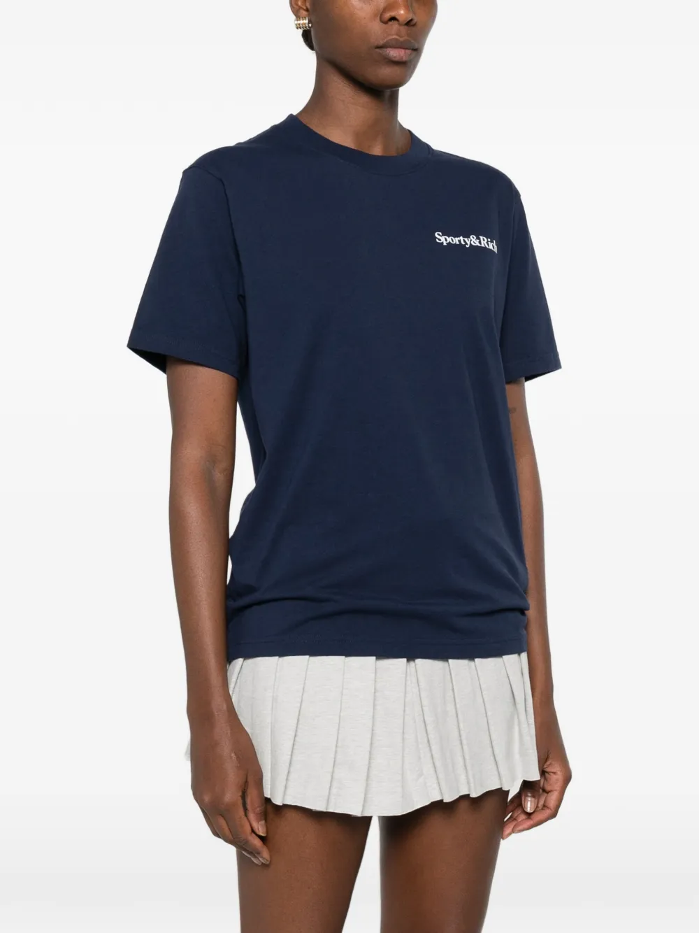 Sporty & Rich Play Tennis T-shirt met tekst en logoprint Blauw
