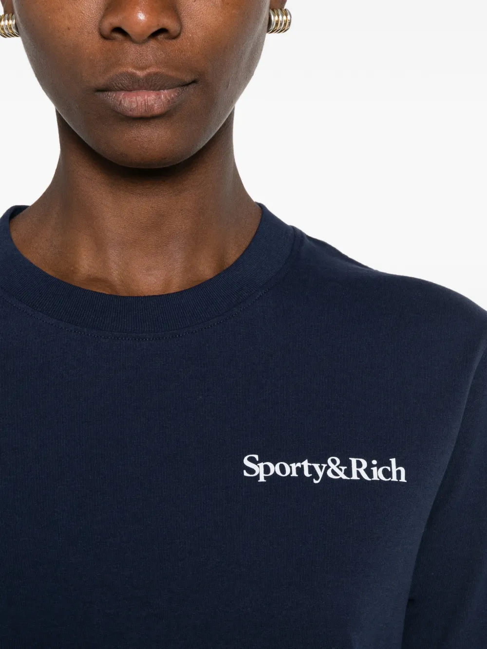 Sporty & Rich Play Tennis T-shirt met tekst en logoprint Blauw