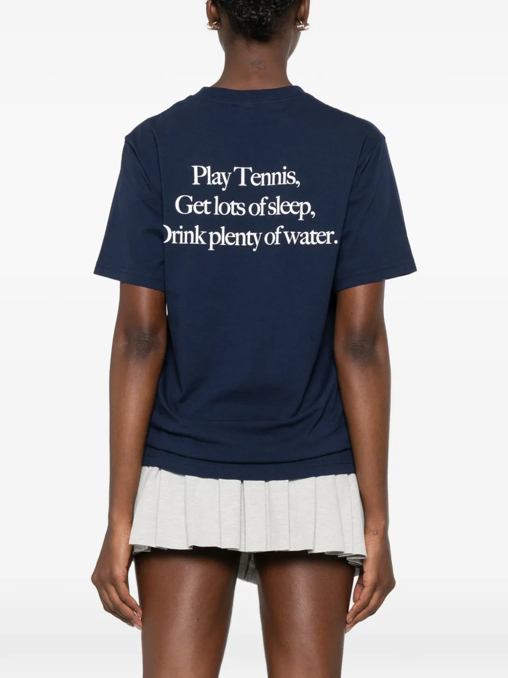 Sporty & Rich Play Tennis T-shirt met tekst en logoprint Blauw