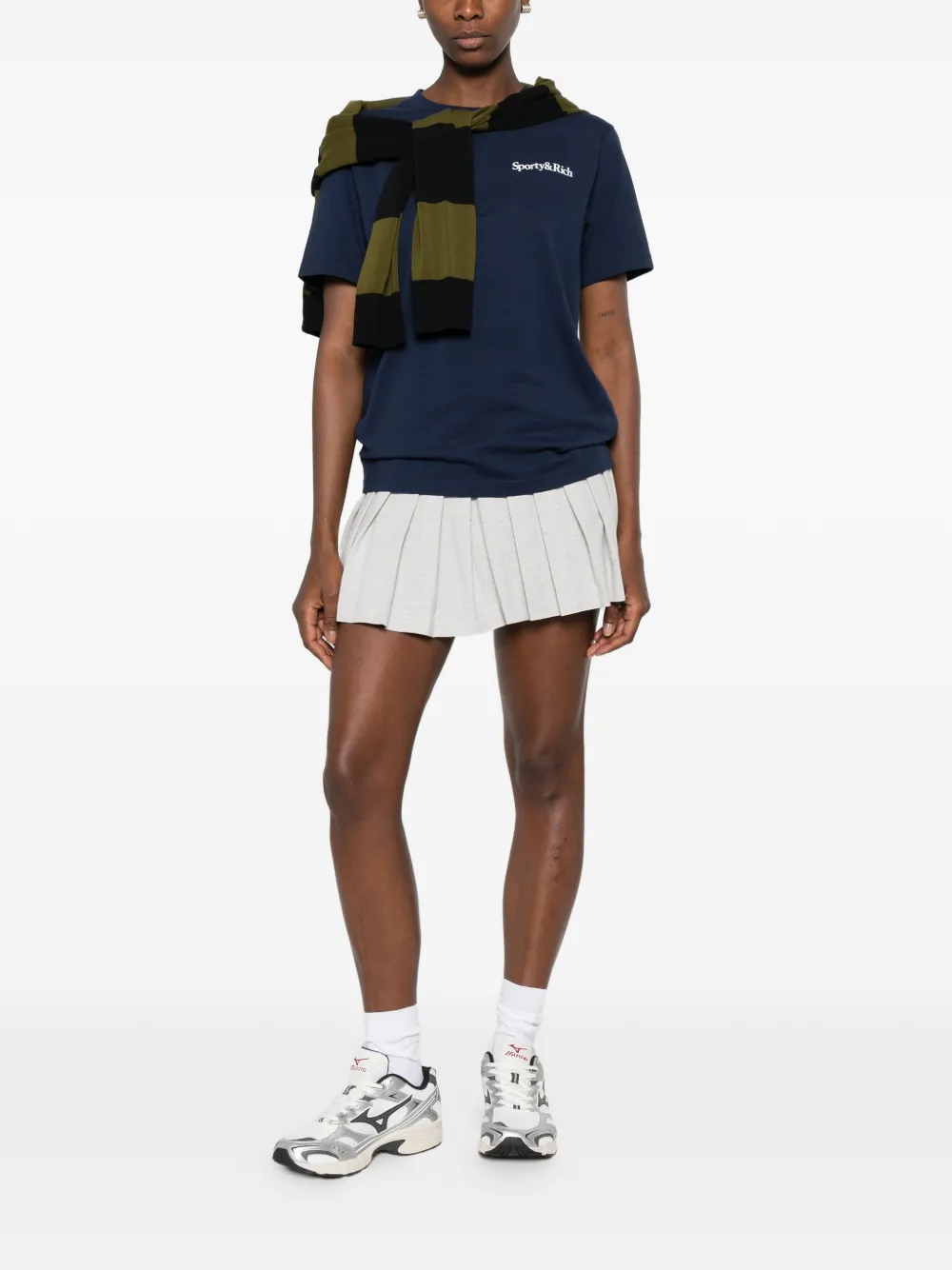 Sporty & Rich Play Tennis T-shirt met tekst en logoprint Blauw
