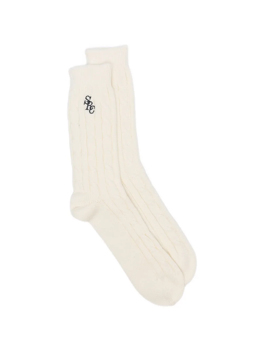Sporty & Rich cable-knit logo-embroidered socks - Bianco