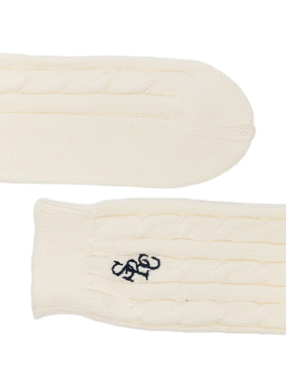 Sporty & Rich Kabelgebreide sokken met geborduurd logo Wit