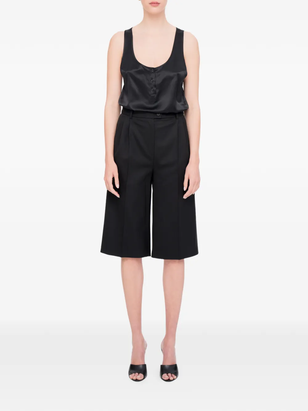 MEDEEA Top met racerback en knopenbies Zwart