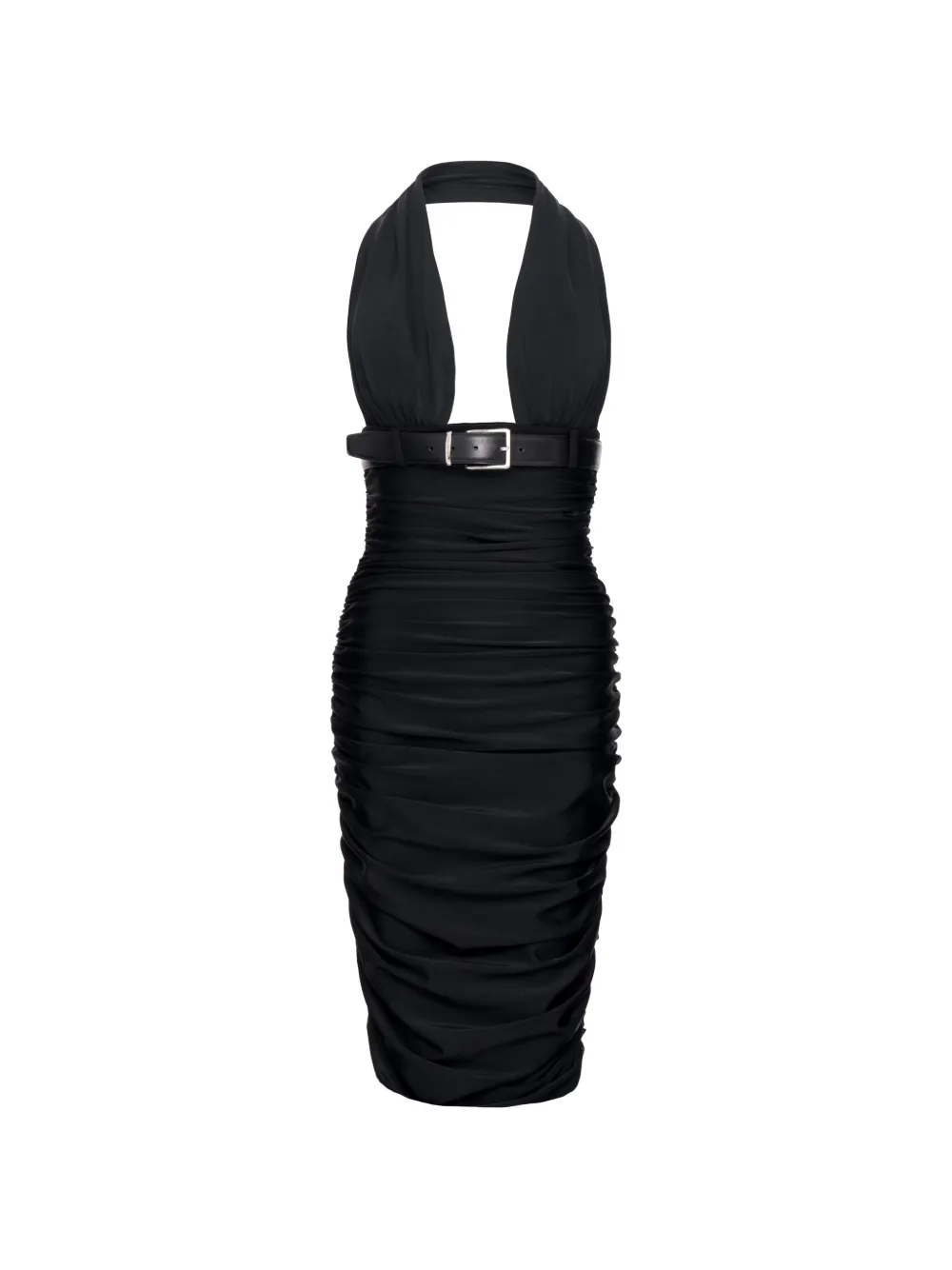 MEDEEA ruched halterneck midi dress - Schwarz