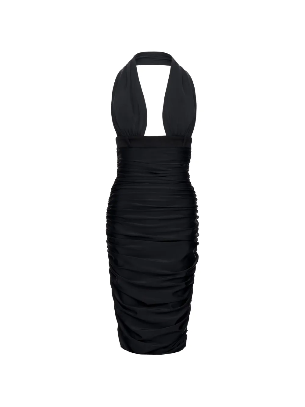 MEDEEA ruched halterneck midi dress - Black