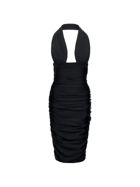 MEDEEA ruched halterneck midi dress