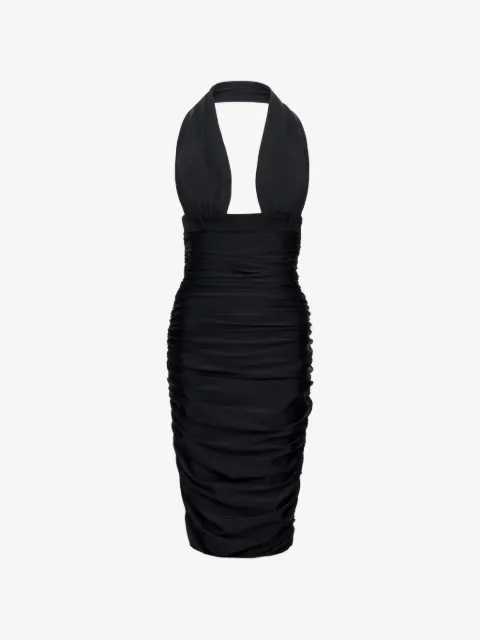 MEDEEA ruched halterneck midi dress