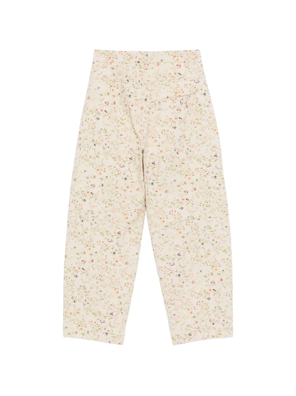 Tela Broek met bloemen-print en riemlussen Beige
