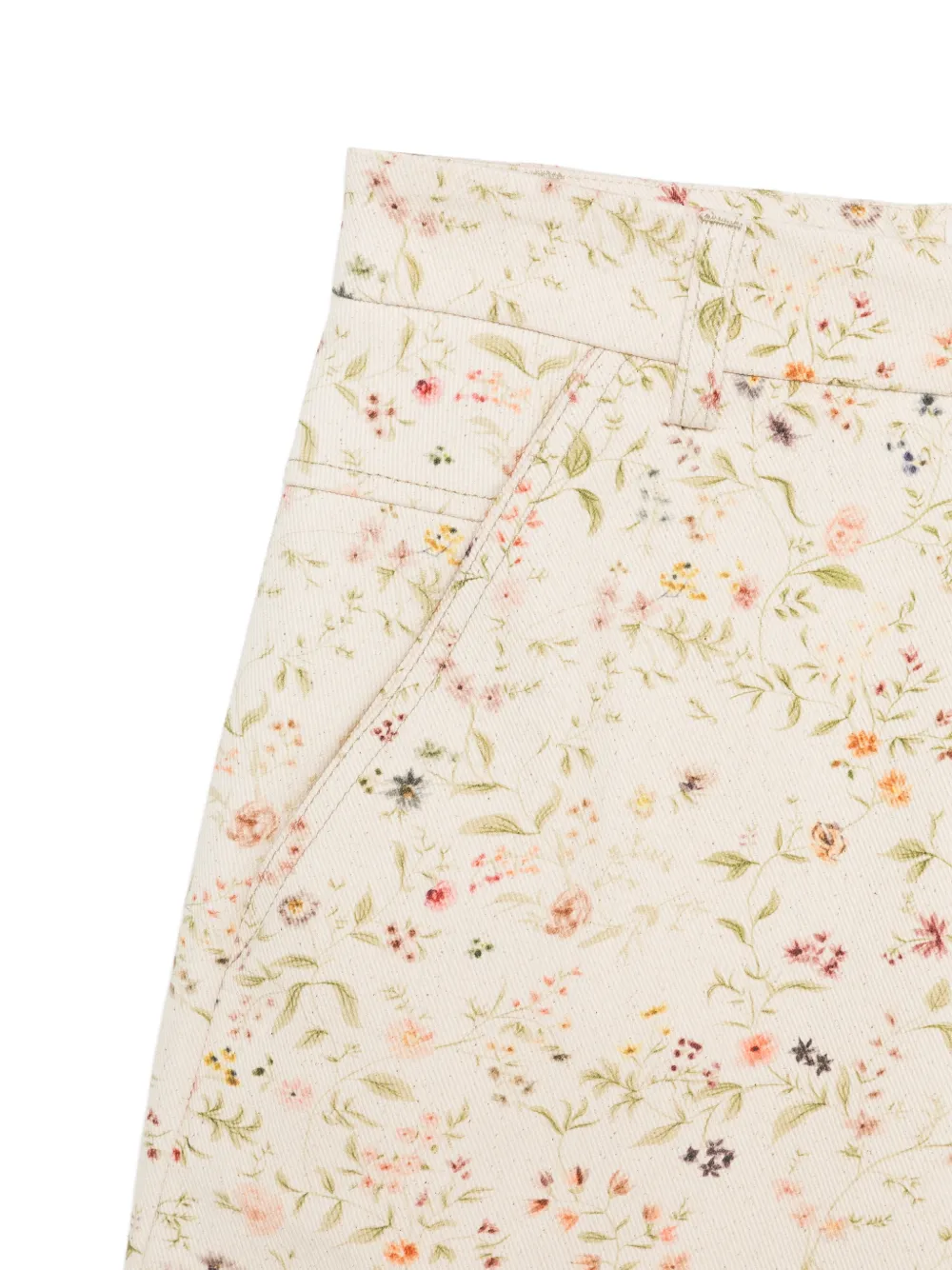 Tela Broek met bloemen-print en riemlussen Beige