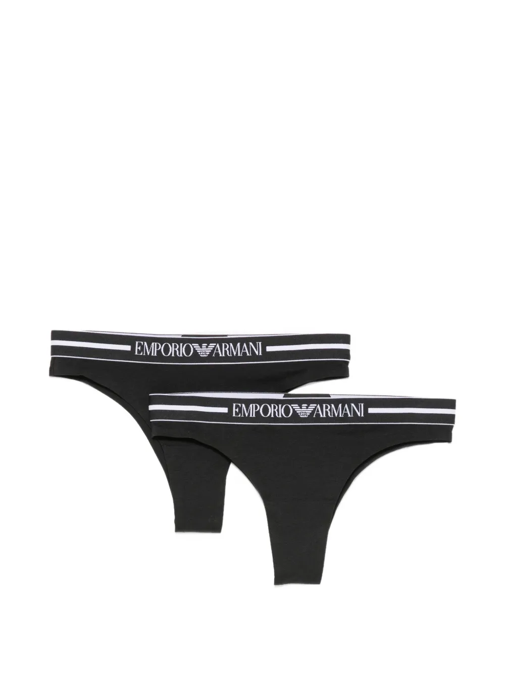 Emporio Armani logo-waistband thongs (set of two) - Schwarz