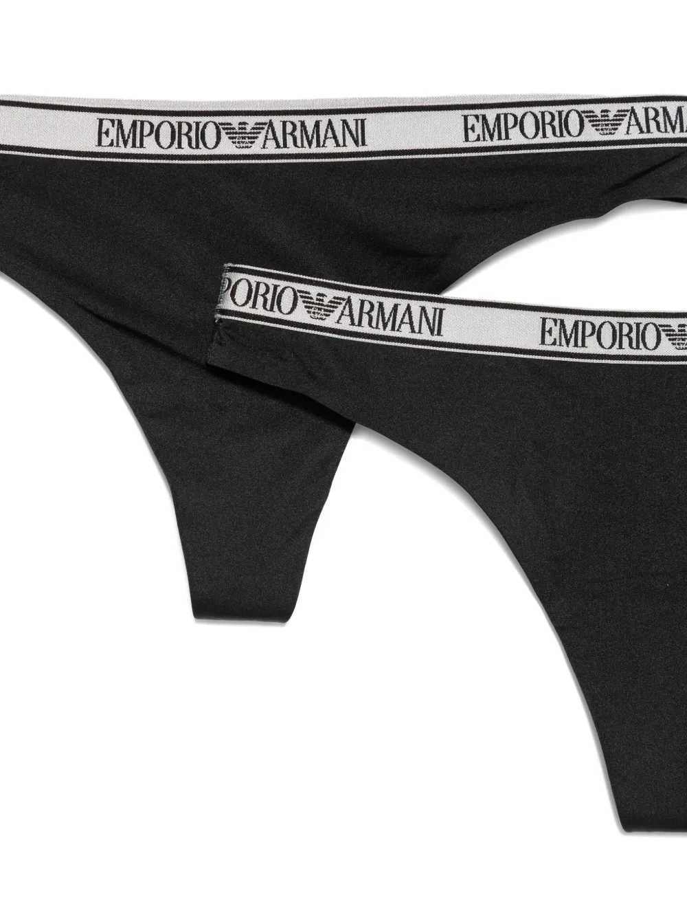 Emporio Armani Twee strings met logoband Zwart