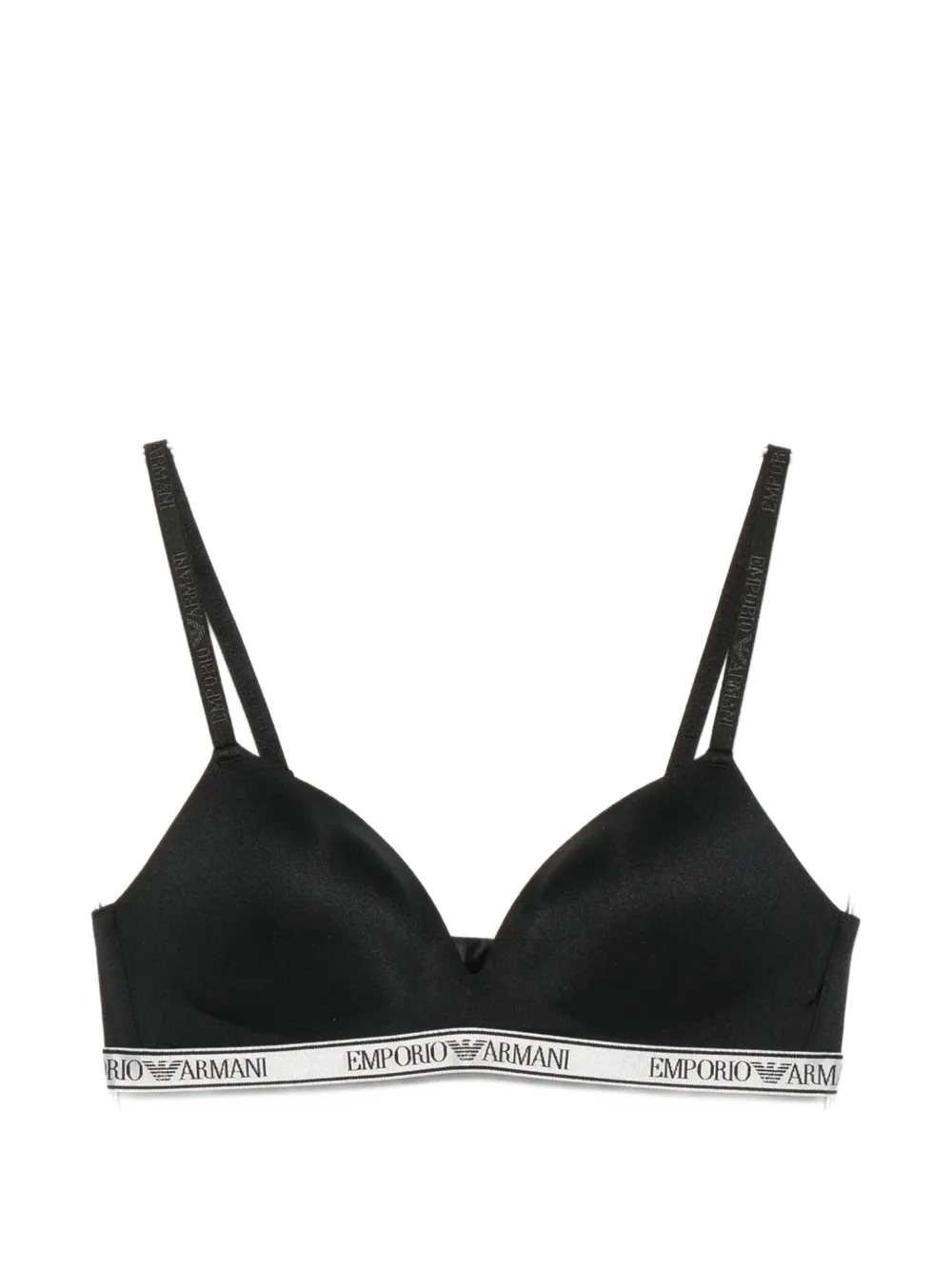 Emporio Armani logo-tape triangle bra - Nero