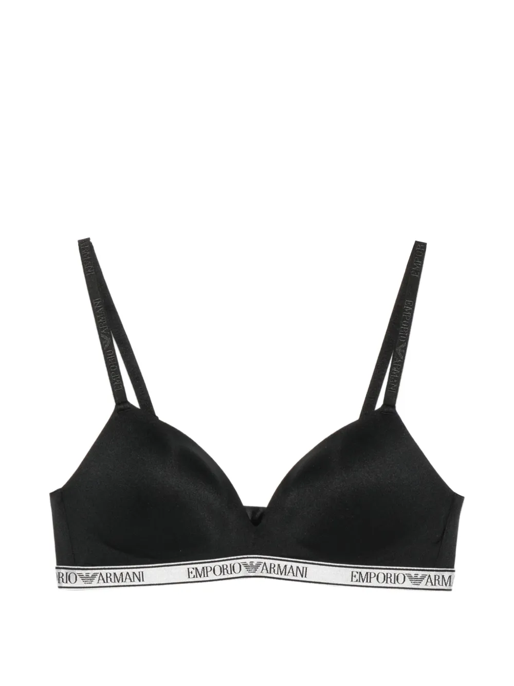 Emporio Armani logo-tape triangle bra - Nero