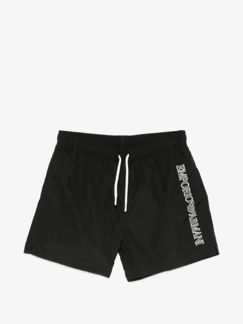 Emporio Armani shorts de playa con cordones en la pretina y logo bordado