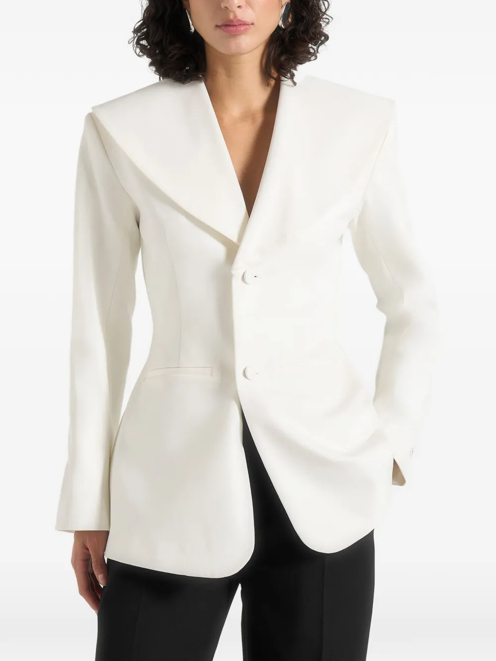 Manière De Voir Paulette blazer met zandloper silhouet en sjaal Wit