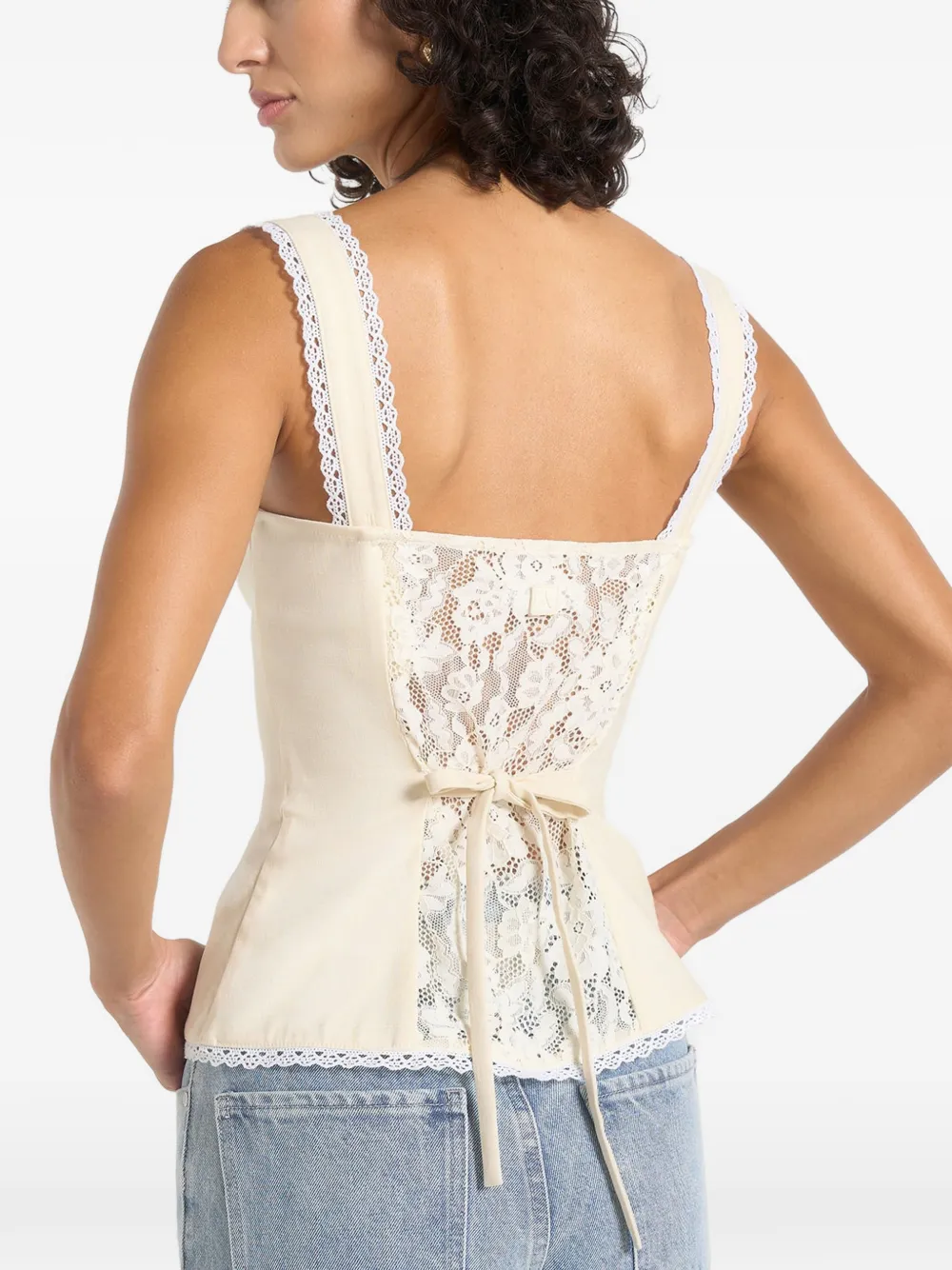 Manière De Voir Delia hemd met kanten afwerking Beige