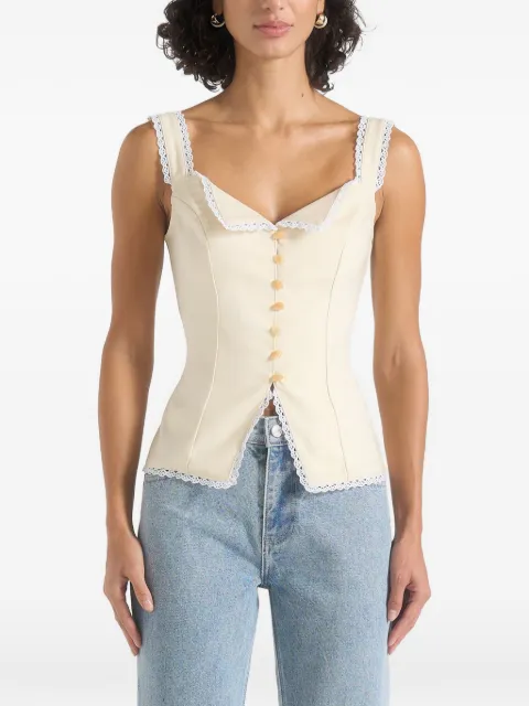Manière De Voir Delia linen lace trim corset cami top