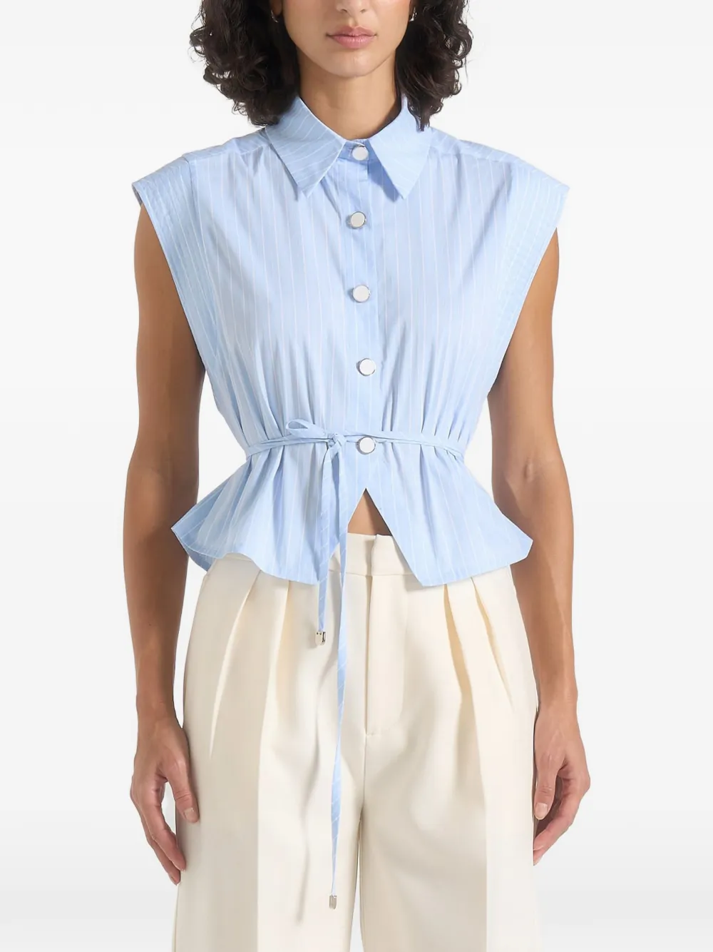 Manière De Voir Malia gestreepte blouse Blauw