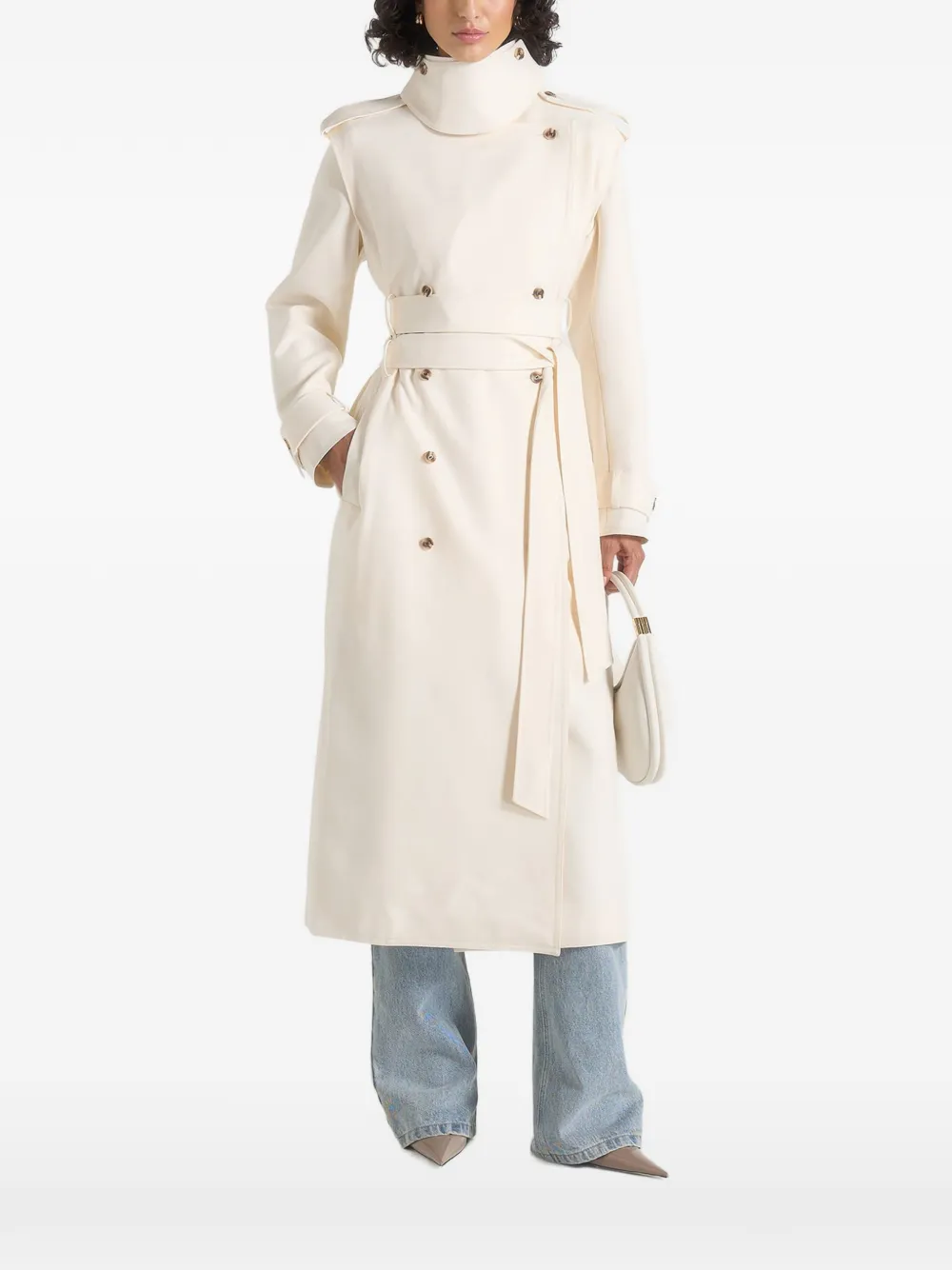 Manière De Voir Esther trenchcoat met dubbele ceintuur Beige