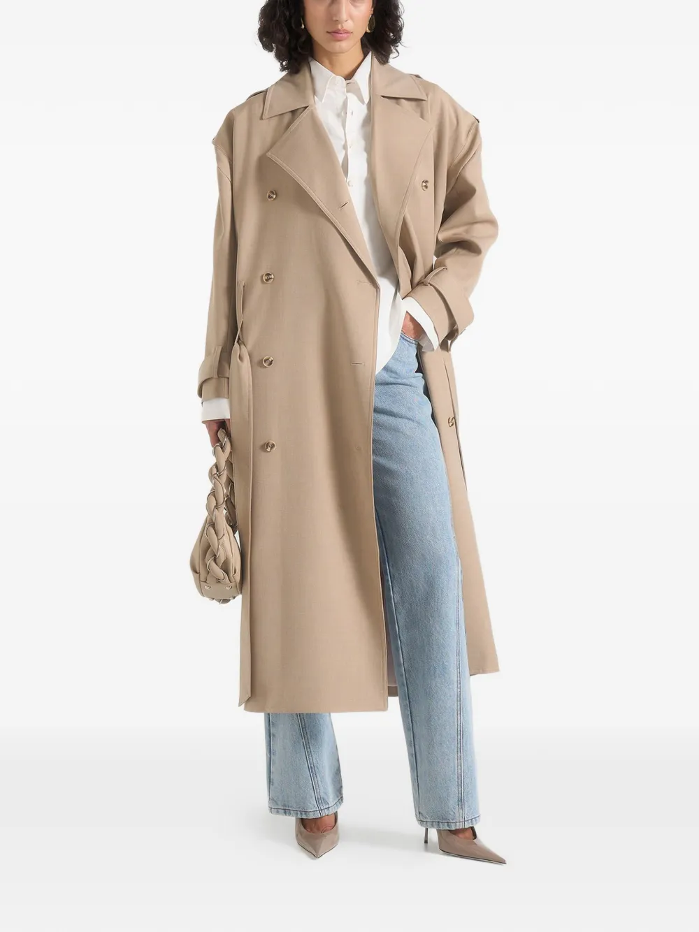 Manière De Voir Esther in beige trenchcoat met dubbele riem