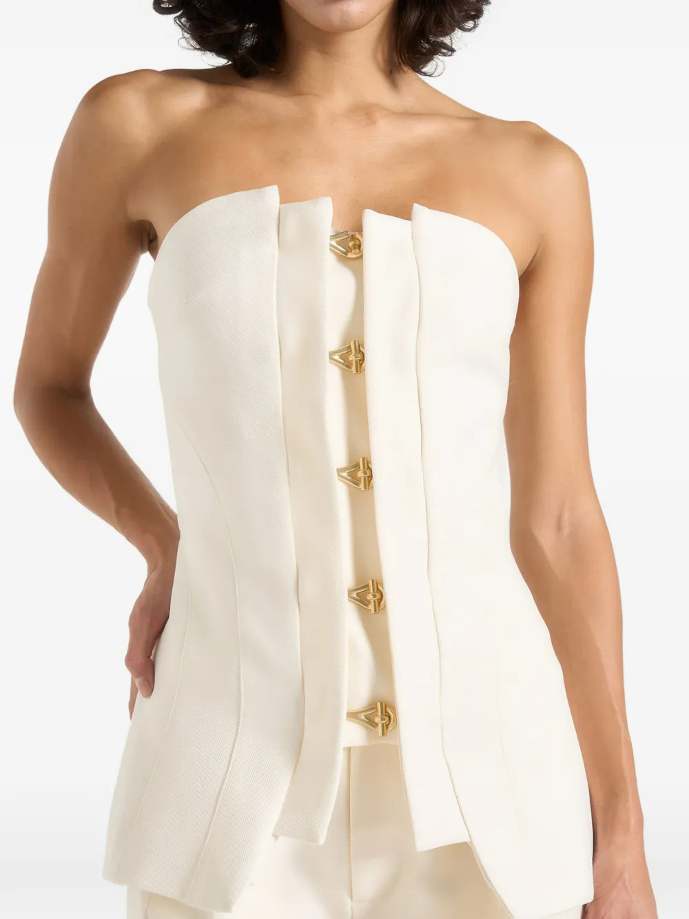 Manière De Voir Viviane bandeau top met gespdetail Beige