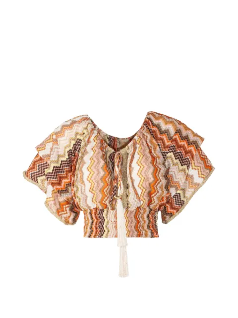 PHO FIRENZE zigzag-pattern tassel-detail blouse