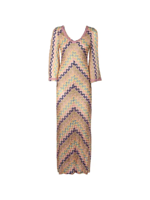 PHO FIRENZE zigzag-pattern V-neck maxi dress