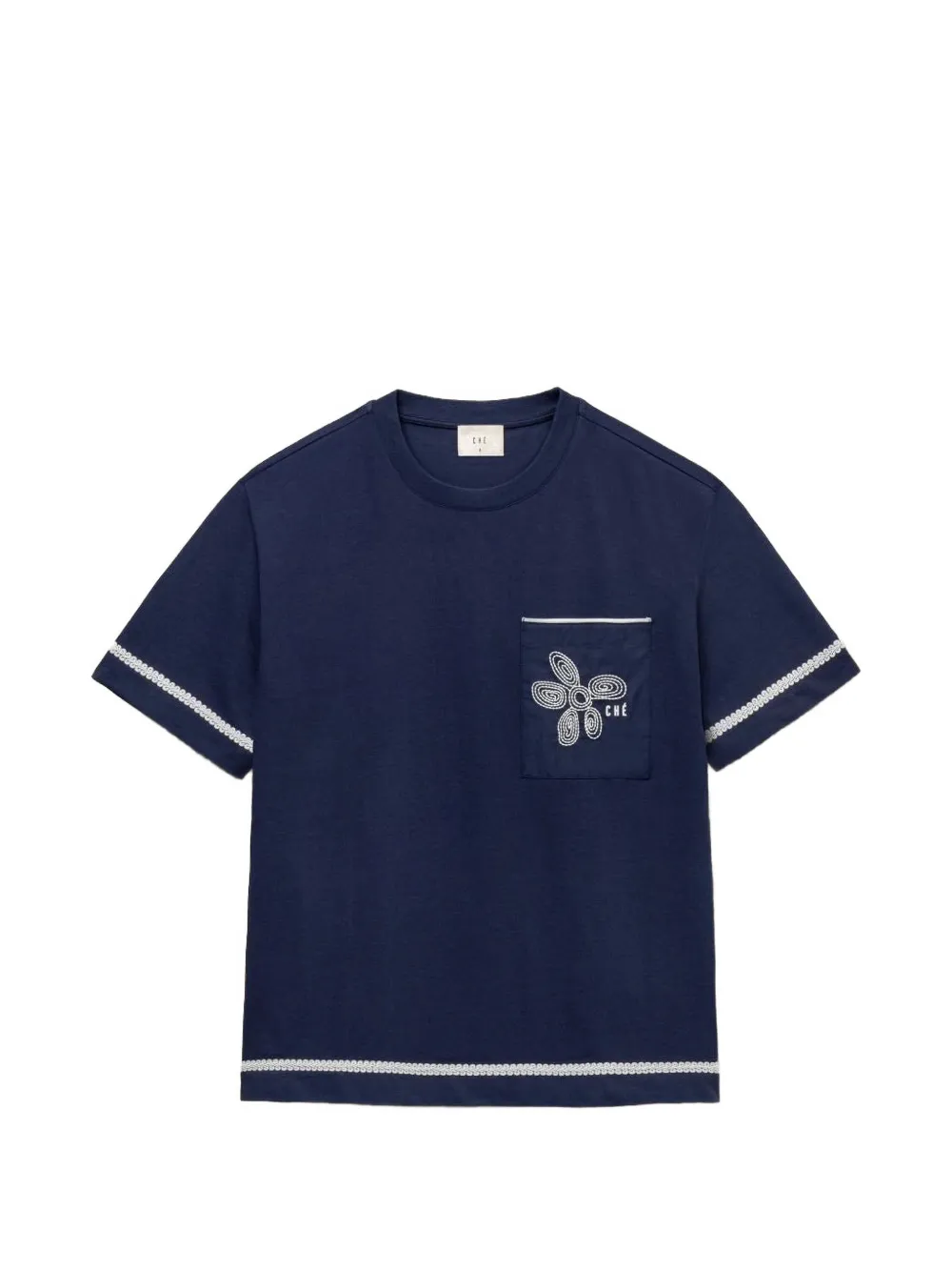 CHÉ Flores embroidered-pocket t-shirt - Blu