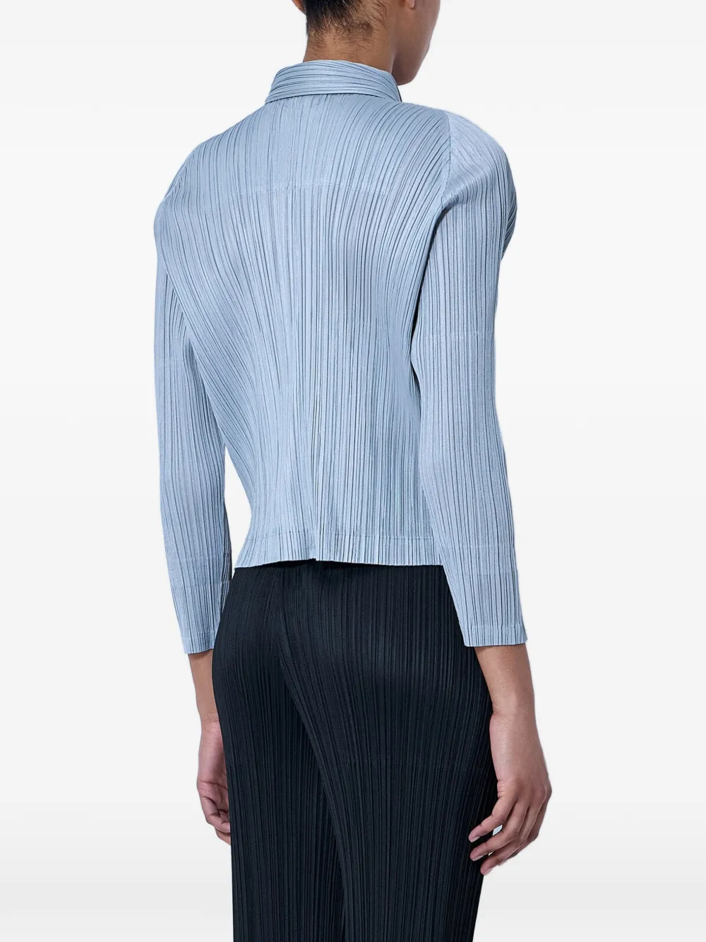Pleats Please Issey Miyake Pleated long-sleeve Shirt | Blue
