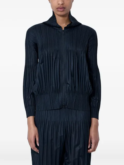 Pleats Please Issey Miyake chaqueta plisada con capucha