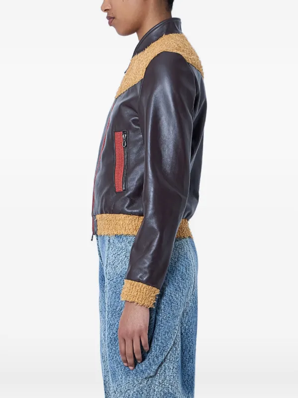 Kiko Kostadinov zip-up Leather Jacket | Brown | FARFETCH