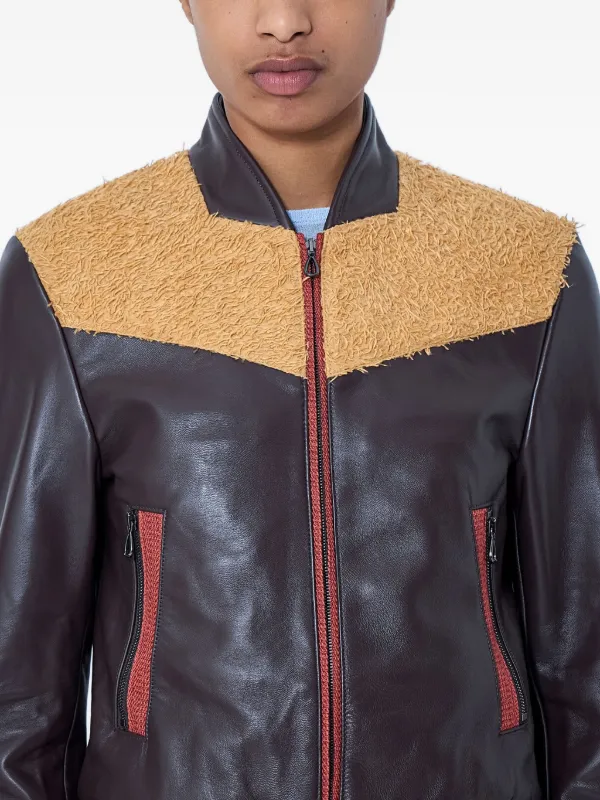 Kiko Kostadinov zip-up Leather Jacket | Brown | FARFETCH