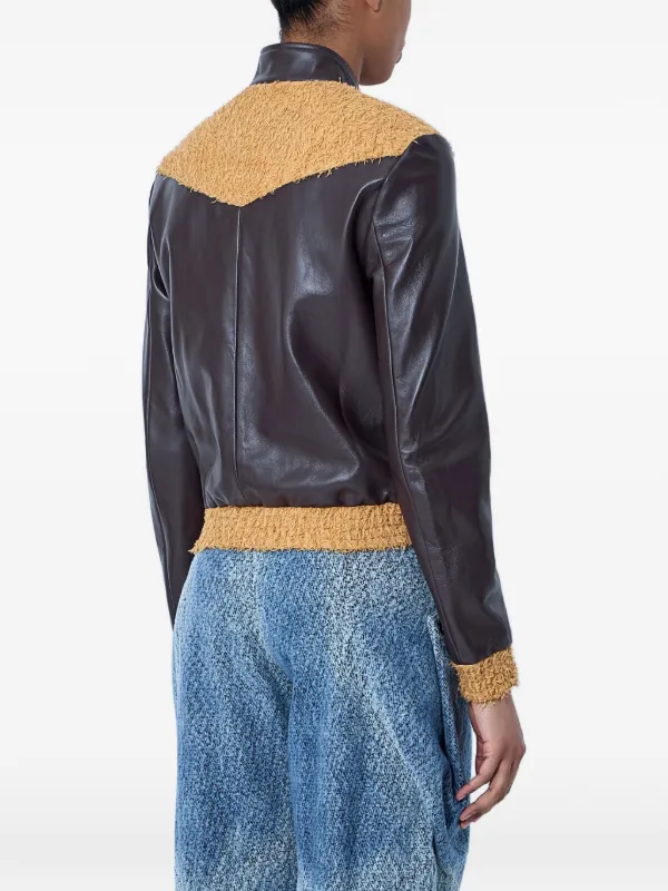 Kiko Kostadinov zip-up Leather Jacket | Brown | FARFETCH