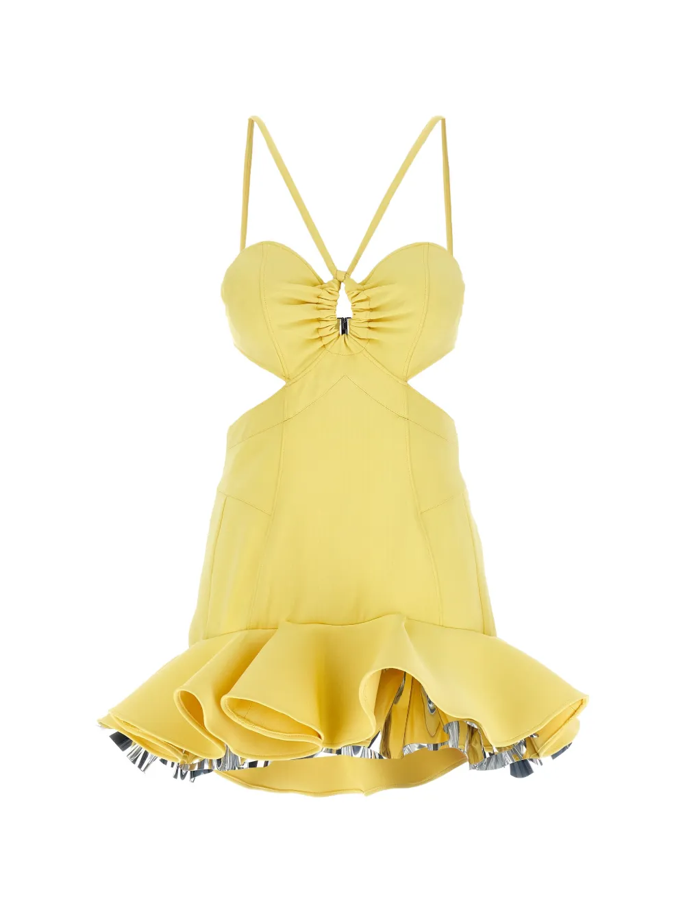 Rabanne Abito cut-out flounce-hem mini dress - Giallo