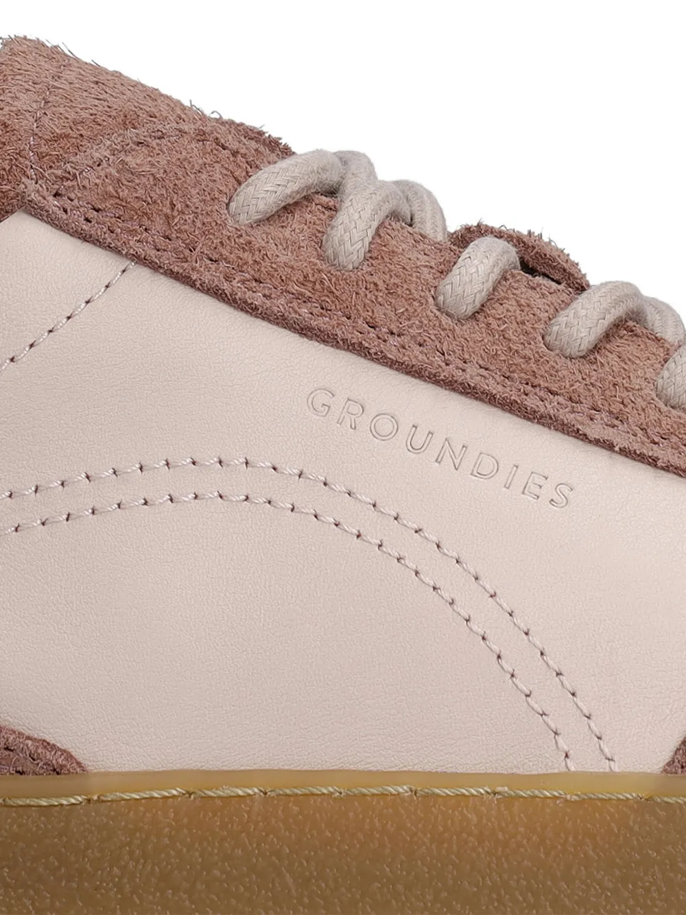 GROUNDIES Panama Soft leren sneakers met suède vlakken Roze